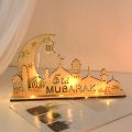 Eid Mubarak Wooden Ornament Ramadan Moon Star Letter Table Decoration for Home Islamic Muslim Pendant Eid Al Adha Party Supplies. 