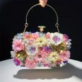 3D Beaded Flower Evening Bag, Elegant Box Clutch Purse, Women's Wedding Handbags For Party Prom. 