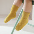 Spring and autumn new children's socks men's treasure female treasure cotton socks double needle medium tube socks baby newborn socks wholesale in large quantities.