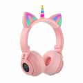 Original STN27 Unicorn Cat Ear Bluetooth Headset Headset Wireless Cartoon Cute Headset LED Light-emitting Folding. 