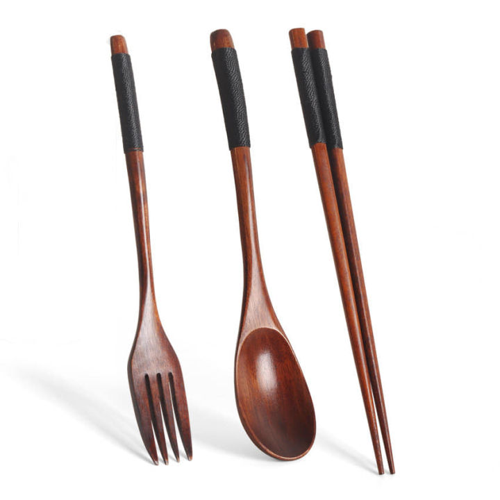 Wooden%20Tableware%20Set%20-%20Handmade,%204-Piece%20Dinnerware%20with%20Spoon,%20Chopsticks,%20Fork%20for%20Home%20Dining,%20Rice%20&%20Soup%20-%20Image%202