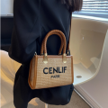 New cenlif unique handle fat face leather bag Handbag with Hot Straw Woven Design  crossbody shoulder bag for girls. 