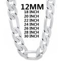solid 925 Stamped Silver color necklace for men classic 12MM Cuban chain 18-30 inch Charm high quality Fashion jewelry wedding.