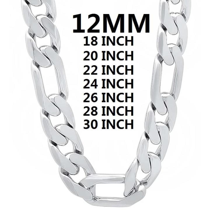 solid 925 Stamped Silver color necklace for men classic 12MM Cuban chain 18-30 inch Charm high quality Fashion jewelry wedding