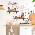【2023】 Kitchen Cutlery Pattern Wall Sticker Living Room Restaurant Background Home Decoration Wallpaper Fridger Self Adhesive Poster.