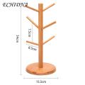 Wooden Cup Holder Wooden Cup Holder 6 Hooks Mug Tree Heavy Duty Multifunctional Tea Coffee Organizer Stand Storage Drain Rack Coffee Cup Drain Rack.