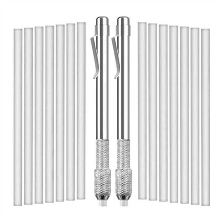 2 Pack Soapstone Holders Markers With 16 Pack Refills Round Soapstone For Welding Tools, Aluminum, And Cast Iron