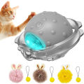 Rabbit Ear Cat Toy Ball Smart Interactive Cat Toys with Bird Sound LED Light Motion Activate Rolling Ball Electric Cats Toy.