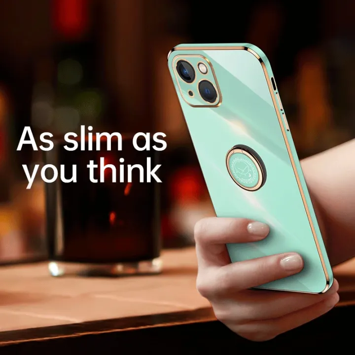 For%20iPhone%2013%20XINLI%20Straight%20Edge%206D%20Electroplate%20TPU%20Phone%20Case%20with%20Ring%20Holder%20-%20Image%202