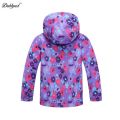 Dubbped Kids Girls Flower Purple Rain Jacket Waterproof Coat Lightweight Hooded Warm Lined Raincoats Windbreakers.