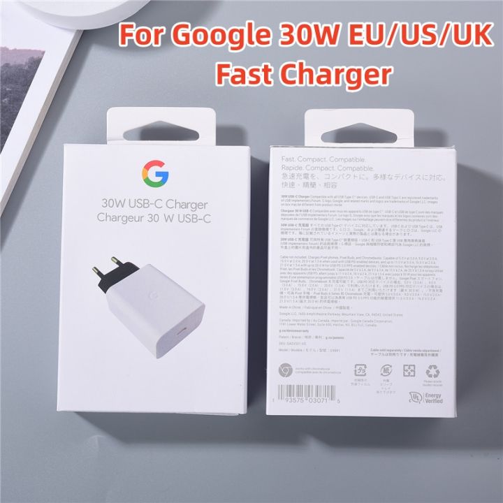 Original 30W Charger For Google Pixel 6 7 8 Pro XL 3 4A Fast Charging EU/US/UK Plug Power Adapter Compatible with USB-C Devices