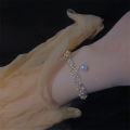 New Sweet Romantic Pearl Rhinestone Crossed Gold Colour Bracelet Set for Women.