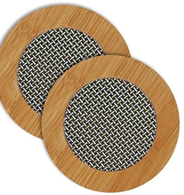 Round Shape(S size)Bamboo Wooden Coaster Heat Table Pad, Pot Holder, Dining Table, Hot Utensils, Bowl, Tea Cup, Glass, for Office and Home
