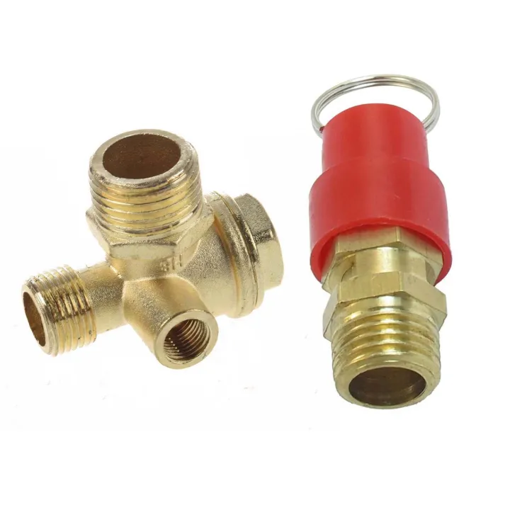 1pcs%203/8%20inch%20Female%20Thread%20Tube%20Connector%20Air%20Compressor%20Check%20Valve%20Gold%20&%201pcs%20Pressure%20Relief%20Valve%201/4%20PT%20Air%20Compression%20Valve%20Red%20+%20Gold%20-%20Image%205