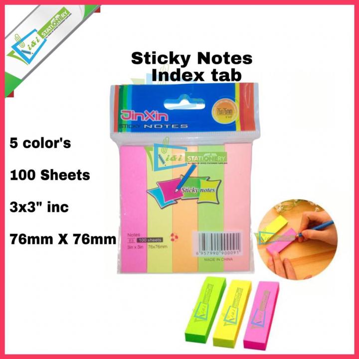 Index Tab Sticky Notes 5 Colors 100 Sheets