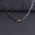 [ New ] Irregular with Personality Haematite Beaded Men's Necklace Simple 10mm Natural Tiger Eye Necklace Men. 