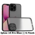 IP 13 Pro Max (6.7) smoked Matte Translucent Hard Case  (Black, Camera Bump Protector)  6.7 inch. 
