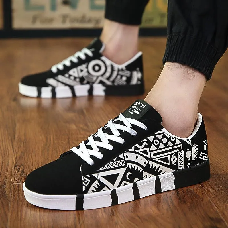 Gmu Casual Canvas Printed Rubber Shoes Sneakers for Men