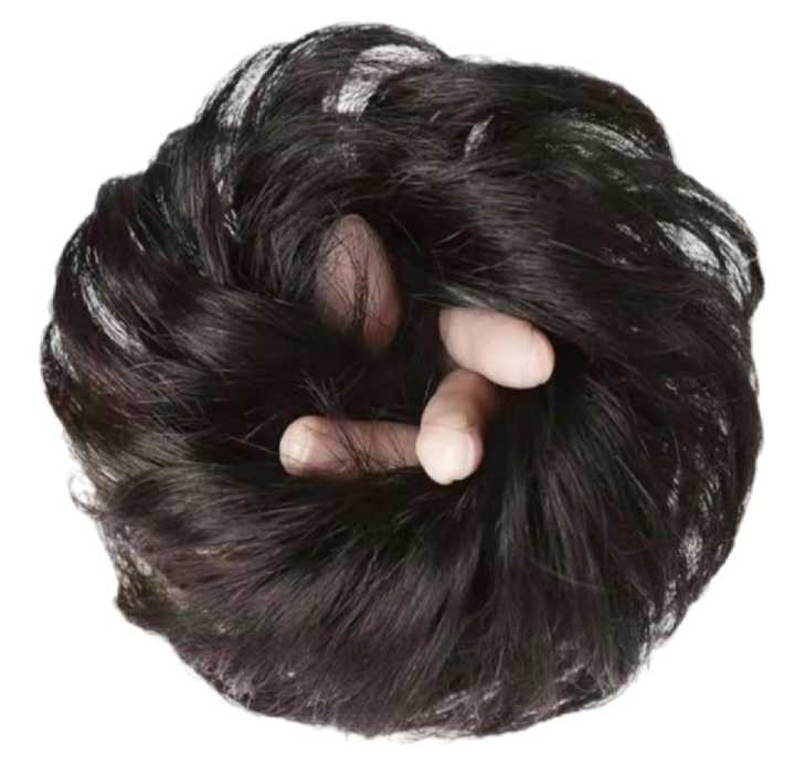 A TO Z MALL Cute Ball Head Wig Black Light Brown Headband Girl Natural Scrunchie Hairdo Natural Fluffy Simulation Hair Accessories