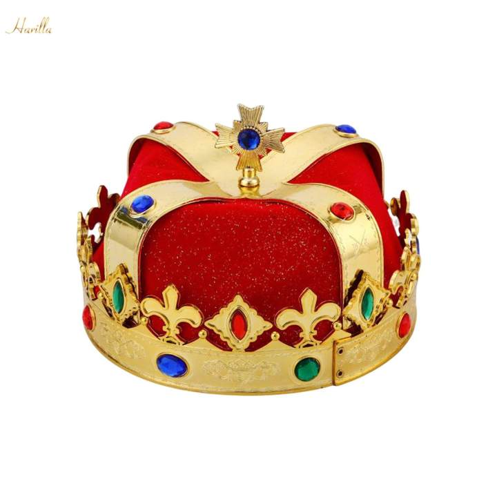 Vintage King Crown Hat King Headwear for Party Girls Boys Red