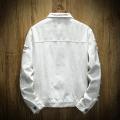 New 2024 Men's Fashion Jeans Jacket Solid Spring Autumn Cotton Denim Jacket Men White Black Pink Ripped Hole Jean Coats Male. 