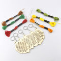 5Pcs Wooden Leaves with Colour Embroidery Threads DIY Craft Kit Home Decor Cross-stitch Keyring. 