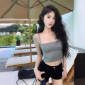 Pure Hot Girl Slim Fit V Collar Sling Outer Long-Sleeves Women's Spring 2024 New Tight Slimming Two-Piece Suit. 