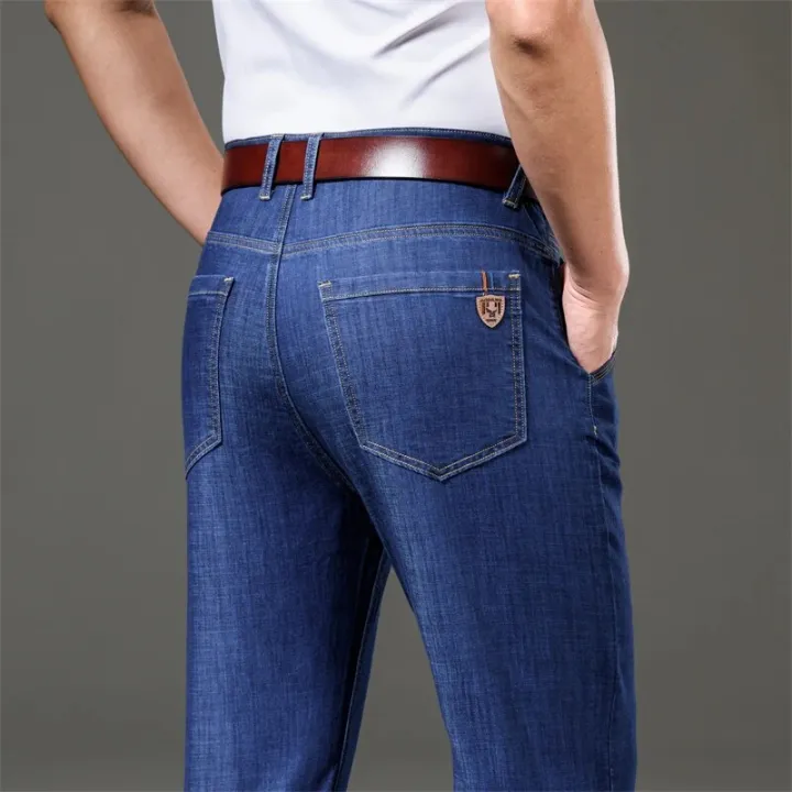 Summer%20Spring%20Men's%20Classic%20Relaxed%20Fit%20Flex%20Jean%202023%20New%20Men%20High%20Waist%20Business%20Casual%20Classic%20Black%20Blue%20Denim%20Trousers%20-%20Image%203