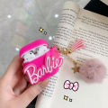 For AirPods 1 / 2 / Pro Headset cover Apple headset cover Fashion AirPods case silicone full cover Pink Barbie.