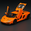 Lamborghini lumineuse Diecast Model Car 1:32 Metal Car with Light and Music Pull Back Car- Red & Orange.