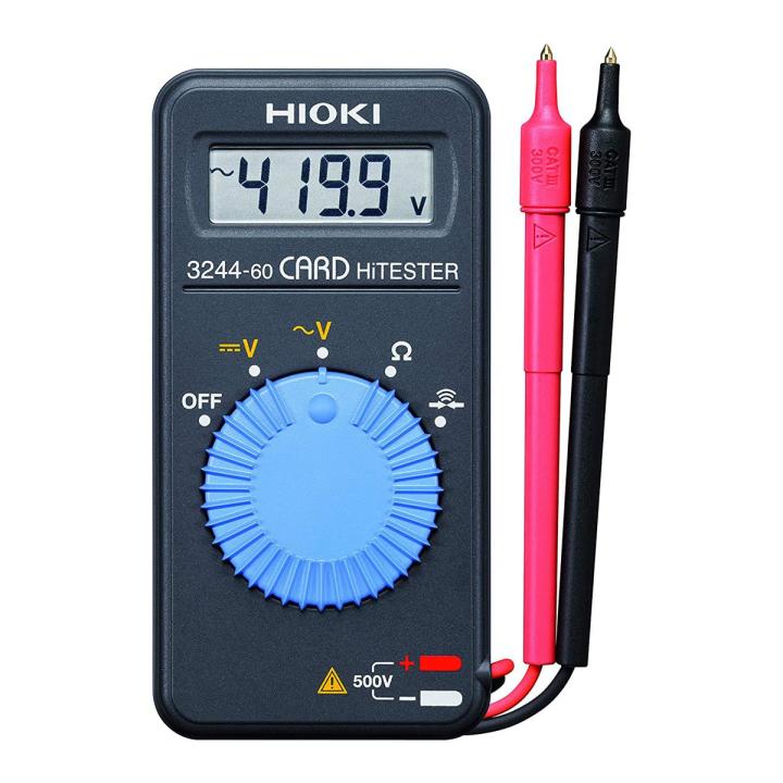 Hioki 3244-60 Card HiTester and Digital Multimeter, 41.99 Megaohms Resistance, 500V AC/DC Voltage Pocket Size - Kings Trading