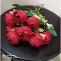 Bright Colors Artificial Rose Flower Wreath 7 Heads Fake Rose Flore Christmas Wedding Party Home Decorative Fabric Round Floral. 