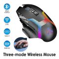 VT 2.4G+Bluetooth Wireless Mouse Ergonomic Optical Gaming Mouse With RGB, 12800DPI/4000DPI, 10 Programmable Keys For PC Mac.