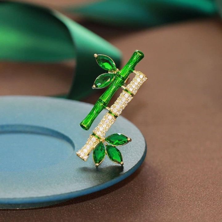 hijab pin green bamboo Brooches Pin Fashion Brooch Women's Pin Sweater Suit Accessories Jewelry Accessories Party Gifts Brooch