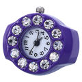 Men's Women's Silicon Round Rhinestone Elastic Quartz Finger Ring Watch Gift.