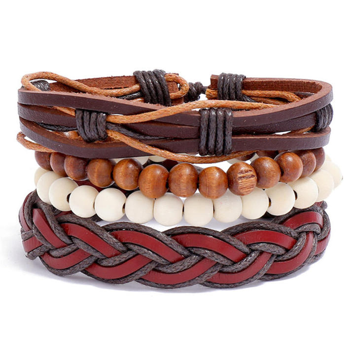 4-piece Bracelet Set Retro Woven Leather Bracelet Set DIY
