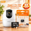 Imou Ranger 2 Pro 3MP Indoor Smart Security Camera with 64GB SD Card, Wi-Fi6, Color Night Vision, Pan -Tilt, and Mobile Alerts, Combo pack. 