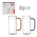 Heat-Resistant Glass Mug Set 380ml - Borosilicate Tea Coffee Cups (2 or 4 PCS) - Lightweight, Microwave Safe, Scratch-Resistant Clear Round Long Design for Daily Beverage Use.. 
