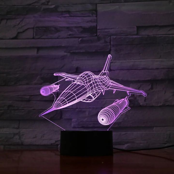 【Cathery Baby Store】Usb 3d Led Night Light Fighting Falco Plane Warcraft Model Illusion Fighter Decorative Lights Warplane Lamp