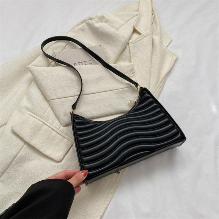 PU Women's underarm bag Fashionable Black/White One shoulder bag