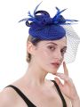 New Elegant Women's Pillbox Fascinators Hat Headband Tea Party Fascinator Hat Veil Kentucky Derby Headwear Hat for Cocktail.