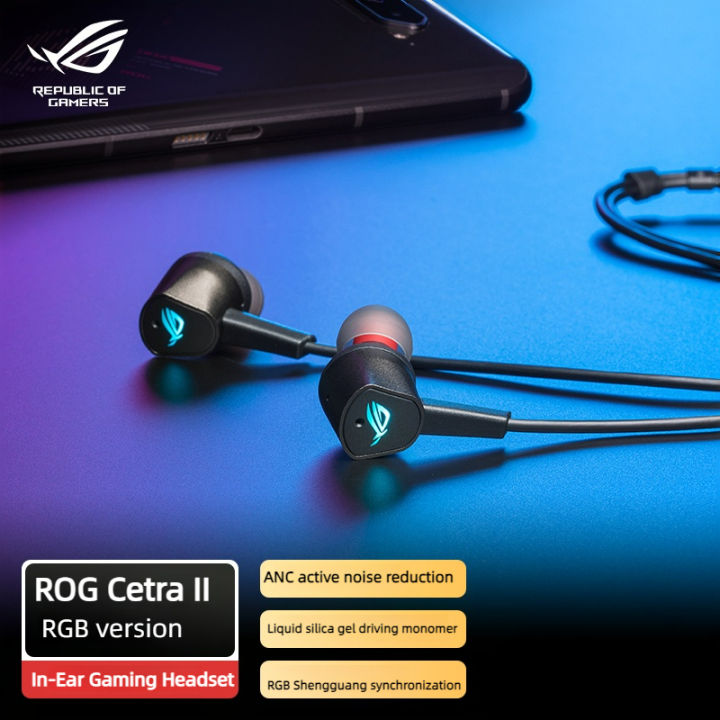Asus Rog Cetra II RGB Noise Reduction Wired Delay Free Gaming Earphones With Usb-C Aura Synchronized Lighting For Pc/Nintendo
