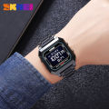 SKMEI Digital Wristwatches for Men Square Steel Sports Waterproof Men's Electronic Watch Back Light Reloj Hombre 2149.