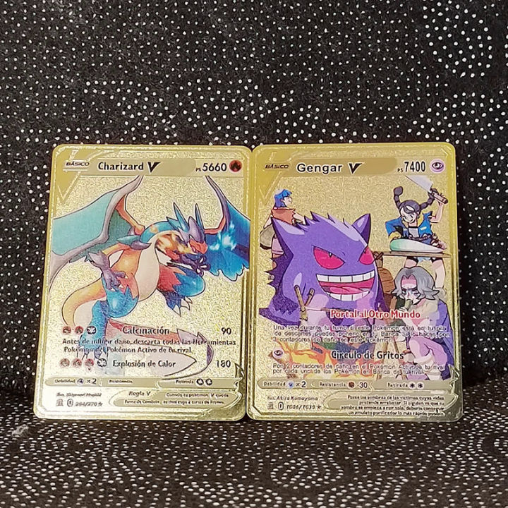 5000 HP Metal Pokemon Cards Spanish Mewtwo Charizard Pikachu Gengar Shiny  Iron Pokmon GX Vmax EX Game Children Toys Gift | Daraz.com.bd