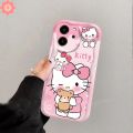 Cute Pink Hello Kitty Cartoon Melody Phone Case Compatible for IPhone 7 6 6S 8 Plus XR XS X MAX 11 15 14 12 13 Pro Max SE 2020 Creative Ice Cream 3D Wavy Curved Edge Cover. 