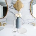Modern Drill-Free Bathroom Mirror 2 Side Makeup Vanity Shave Mirrors Wall Suction Folding Arm Extend Round Bath Accessories.