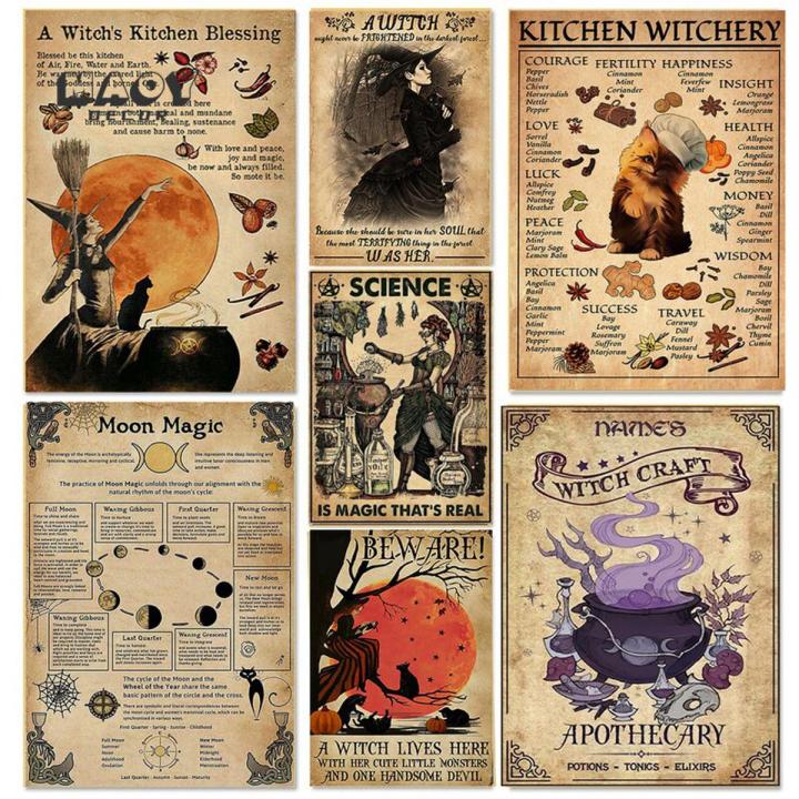 Modern Witches Magic Knowledge Kraft Paper Poster Witchery Kitchen ...