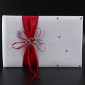 Wedding Guest Book With Pen Holder Sets Satin Bows Signature Book With Diamonds Shape For Party Decorations. 