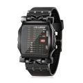 New Unisex Square Style Cool Colorful LED Digital Watch Binary Wrist Black.