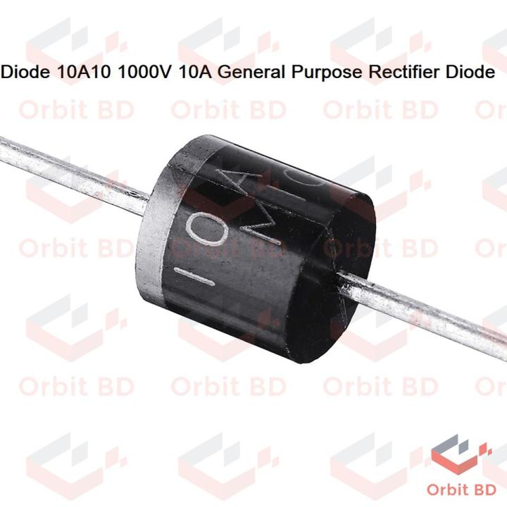 5Pcs- Diode 10A10 1000V 1KV 10A General Purpose Rectifier Diode 10A10 Silicon Junction Diode R-6 Package